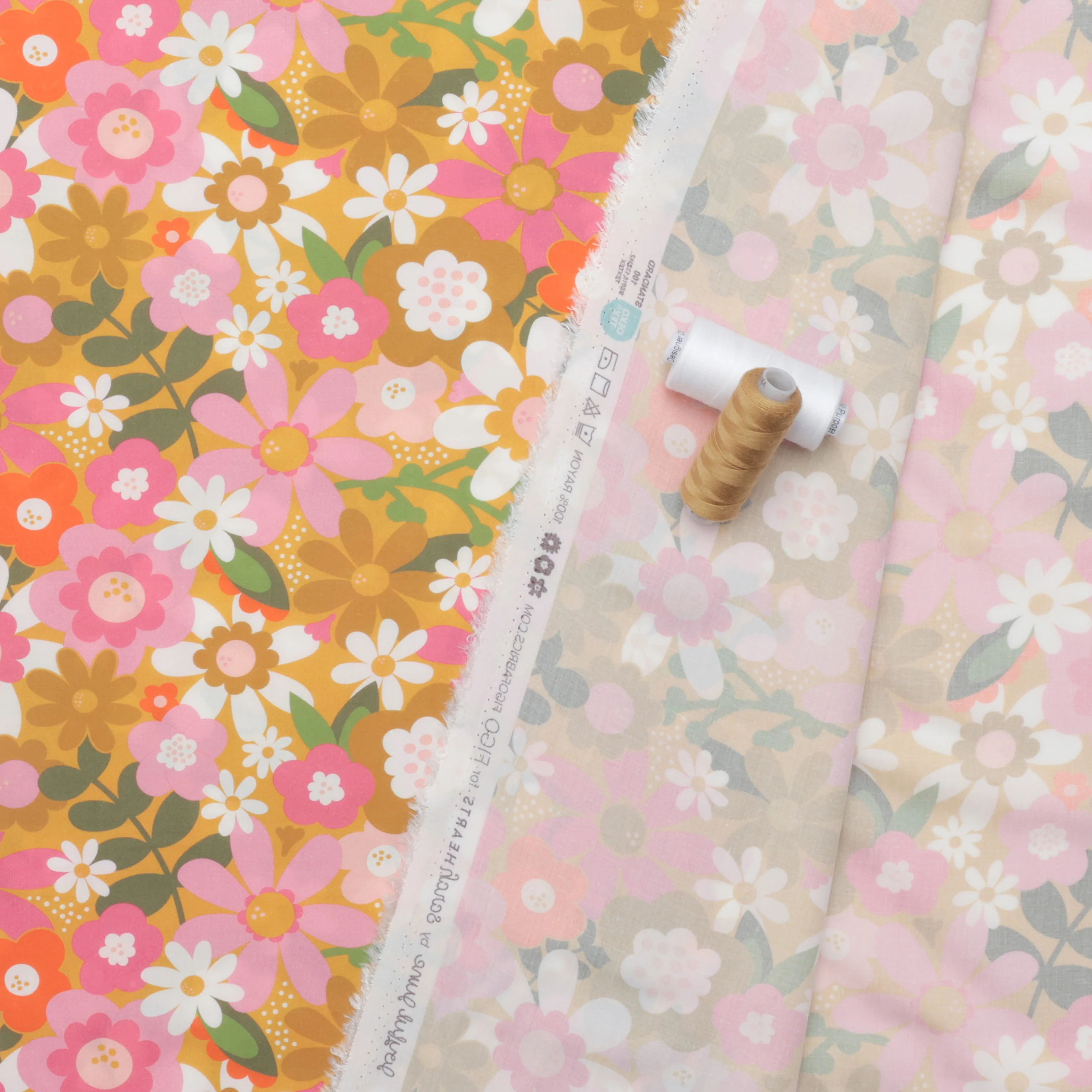 Sarah Hearts - Rayon - Joyful June - Floral - Ochre - Image 3