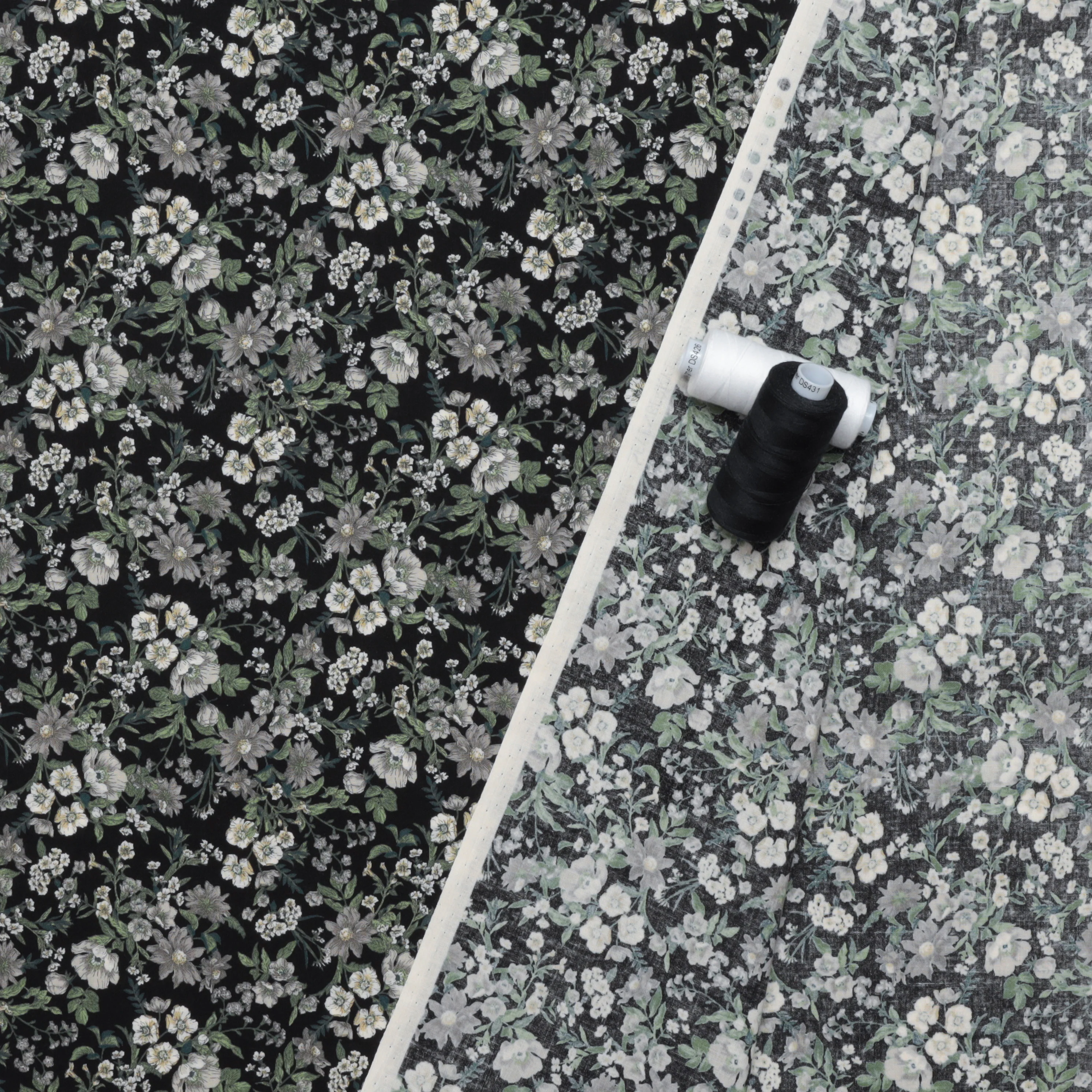Sevenberry - Cotton - Petite Nostalgia - Large Flower - Black - Image 3