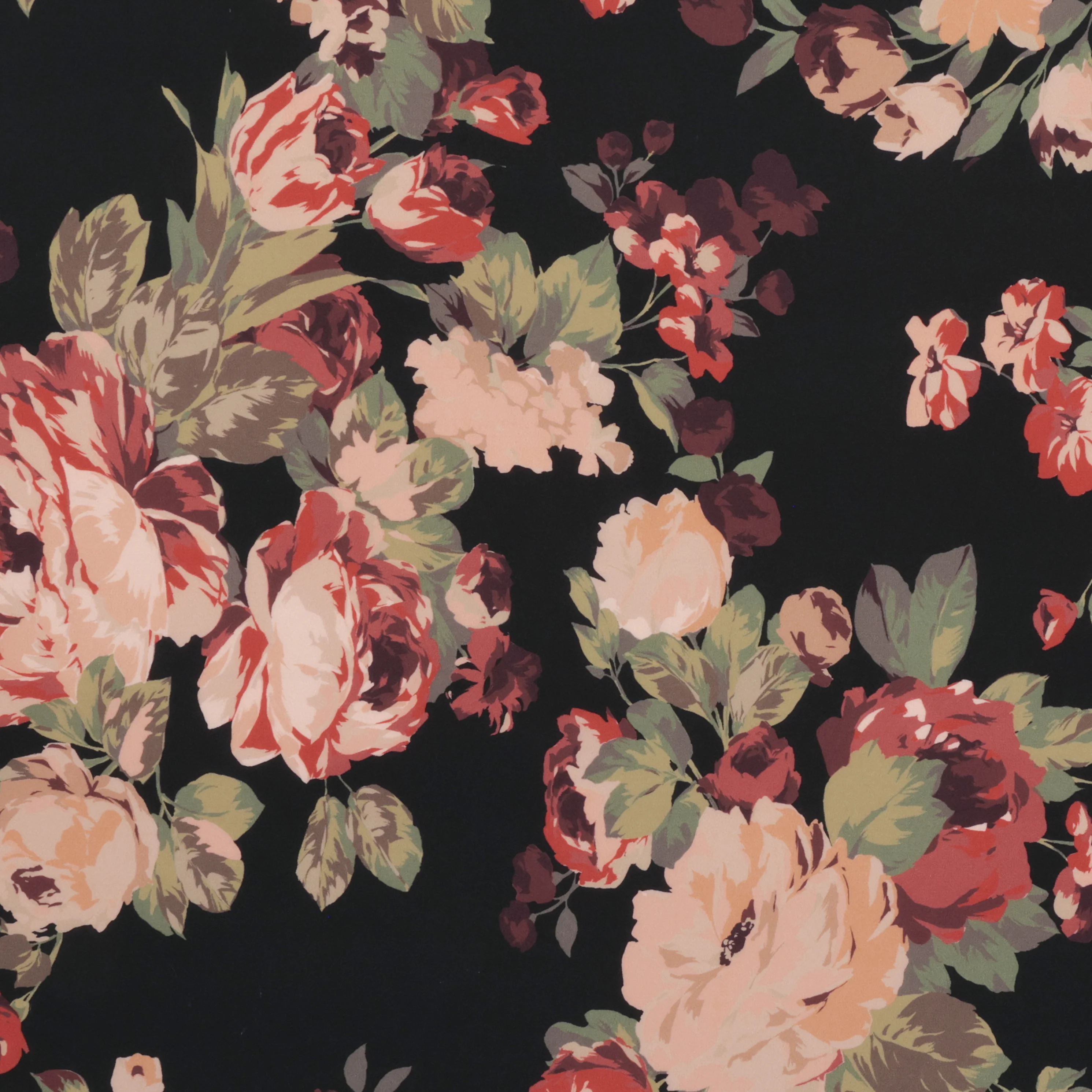 Silk - Designer Print - Floral - Black Blush - Image 2