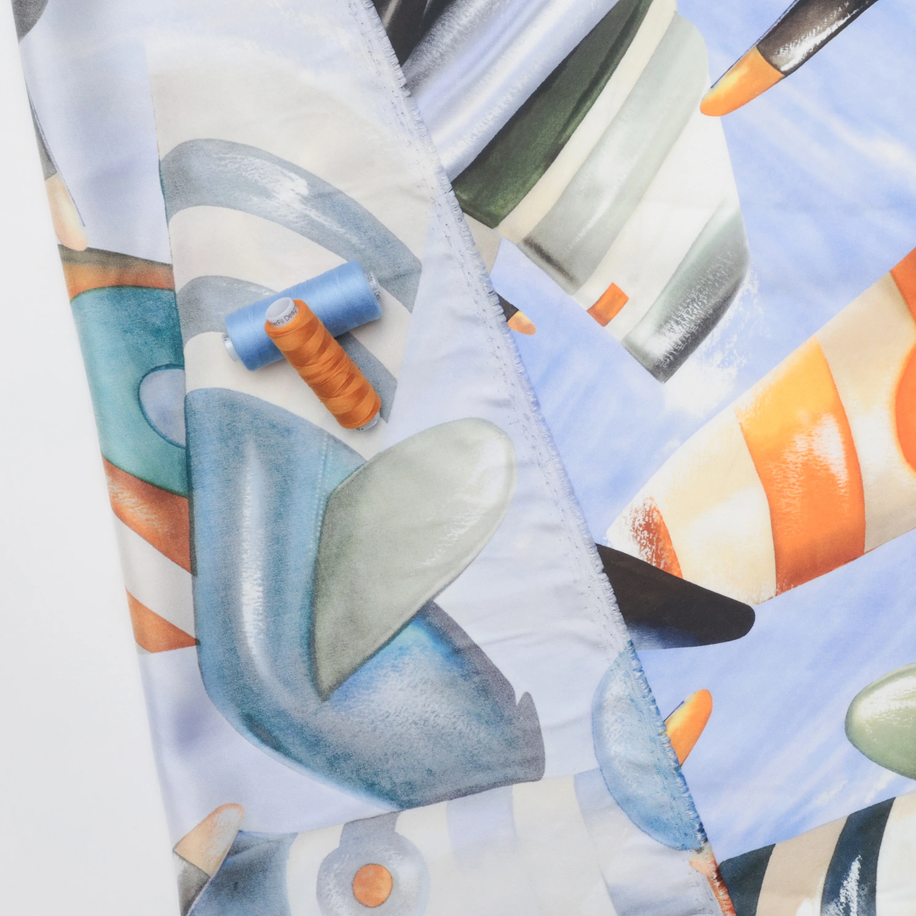 Silk - Designer Print - In The Sky Blue - Image 3