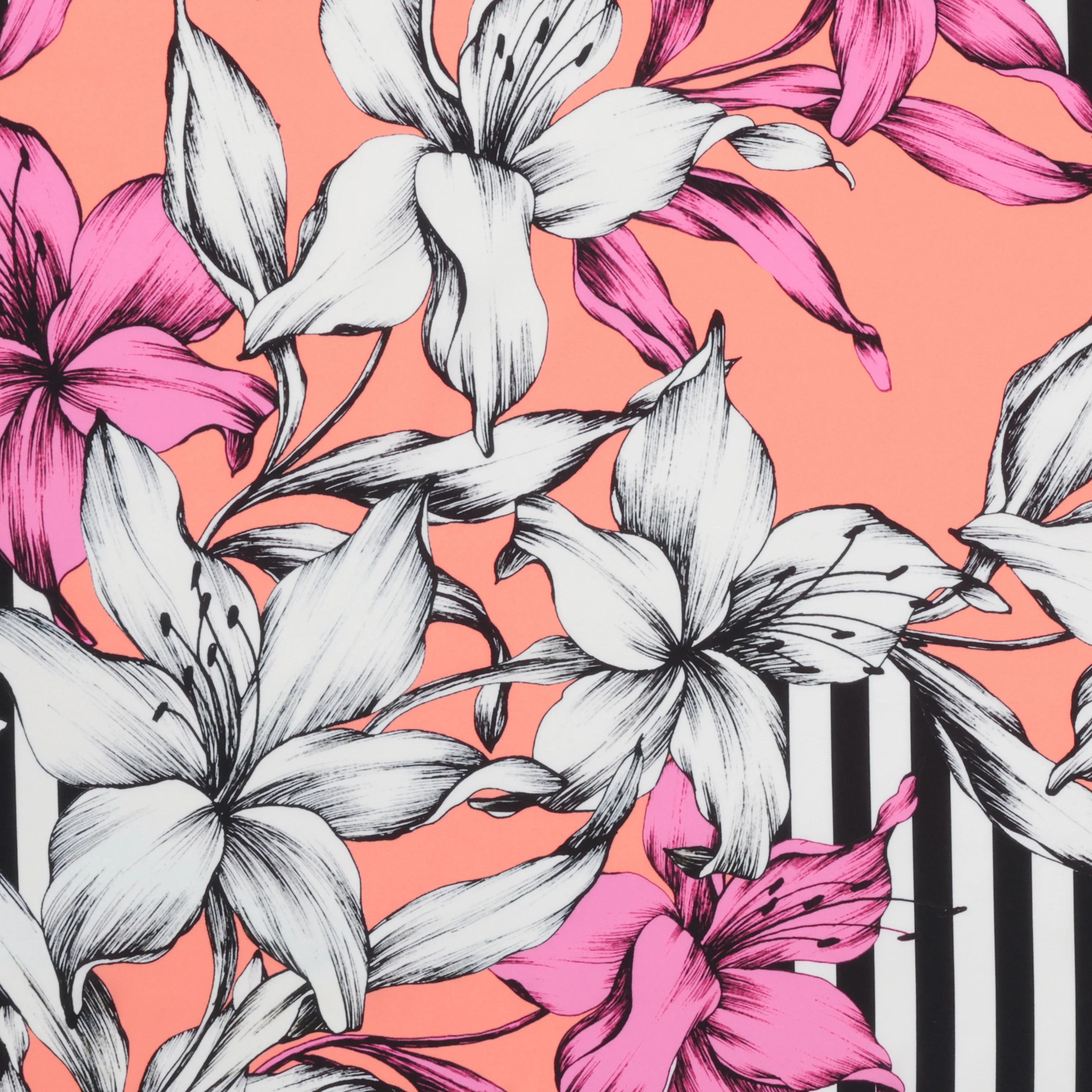 Silk - Designer Stretch Print - Floral Stripe - Assorted - Image 4