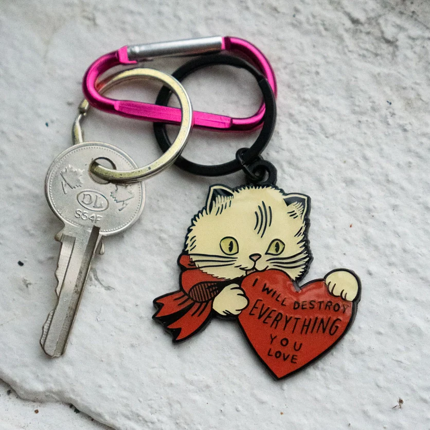 Stay Home Club - Enamel Keychain - Destroy Cat - Image 2