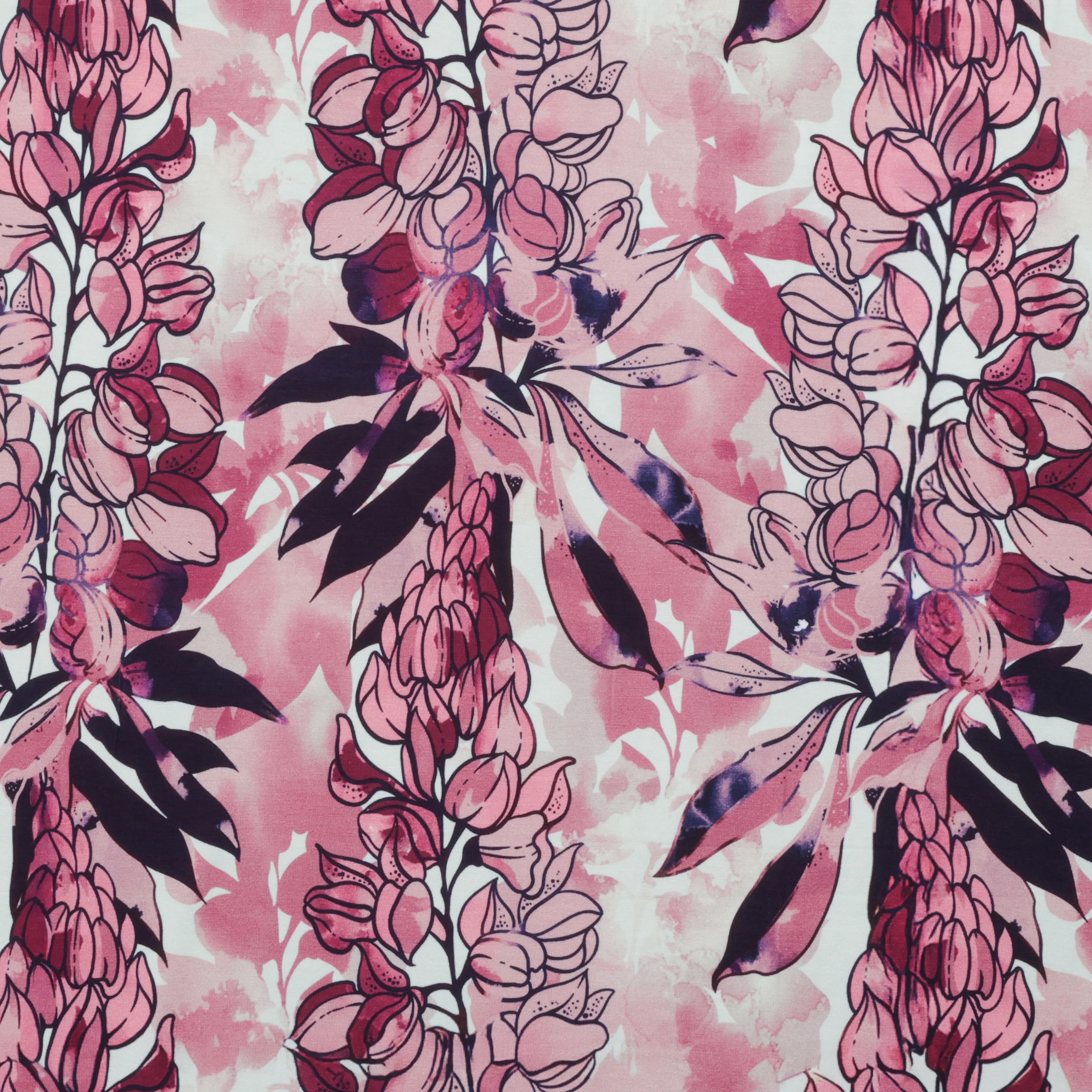 Stof - Viscose - Avalana - Jersey - Floral - Wine Rose - Image 2