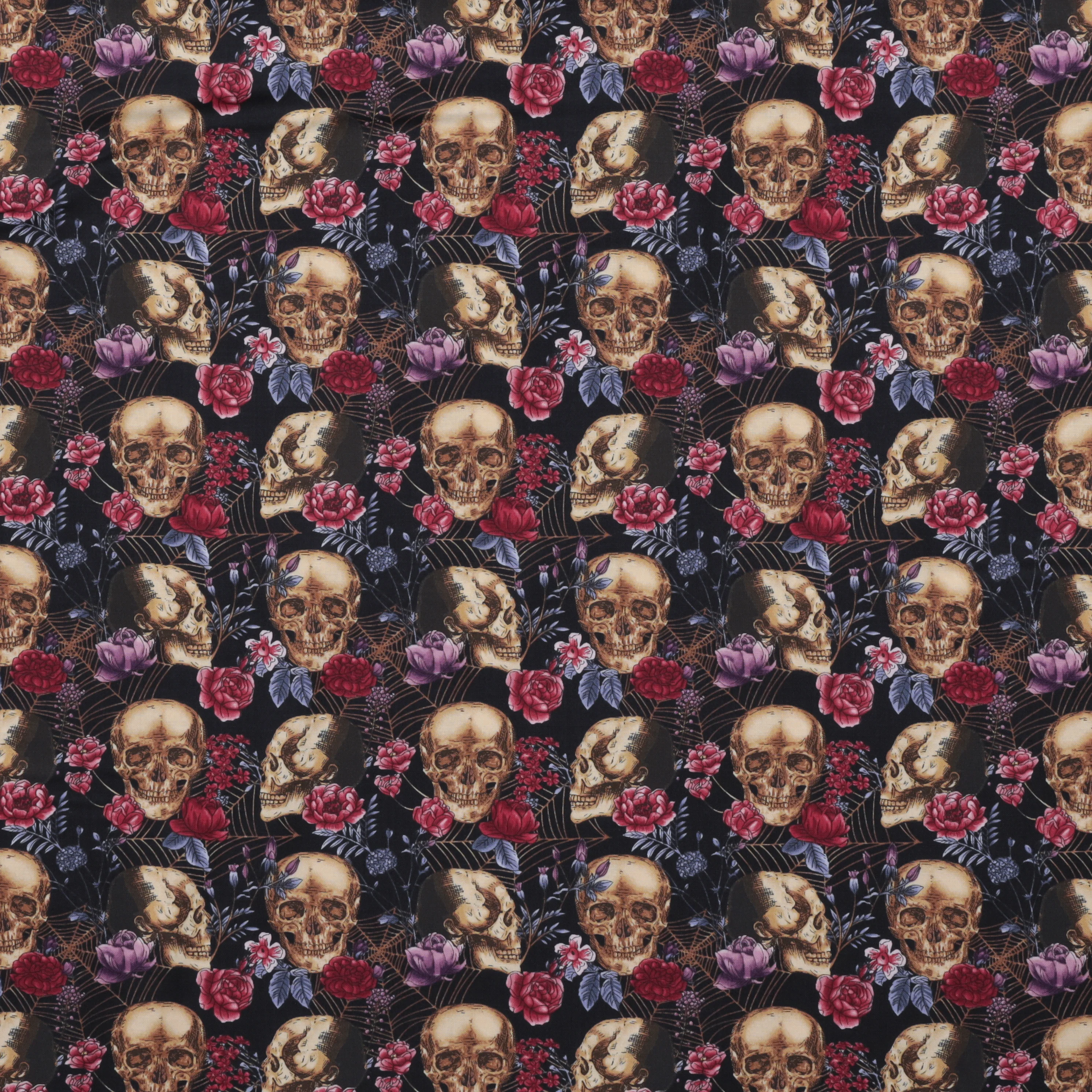 Studio E - Cotton - Bonescolle - Small Floral & Bones - Black - Image 2