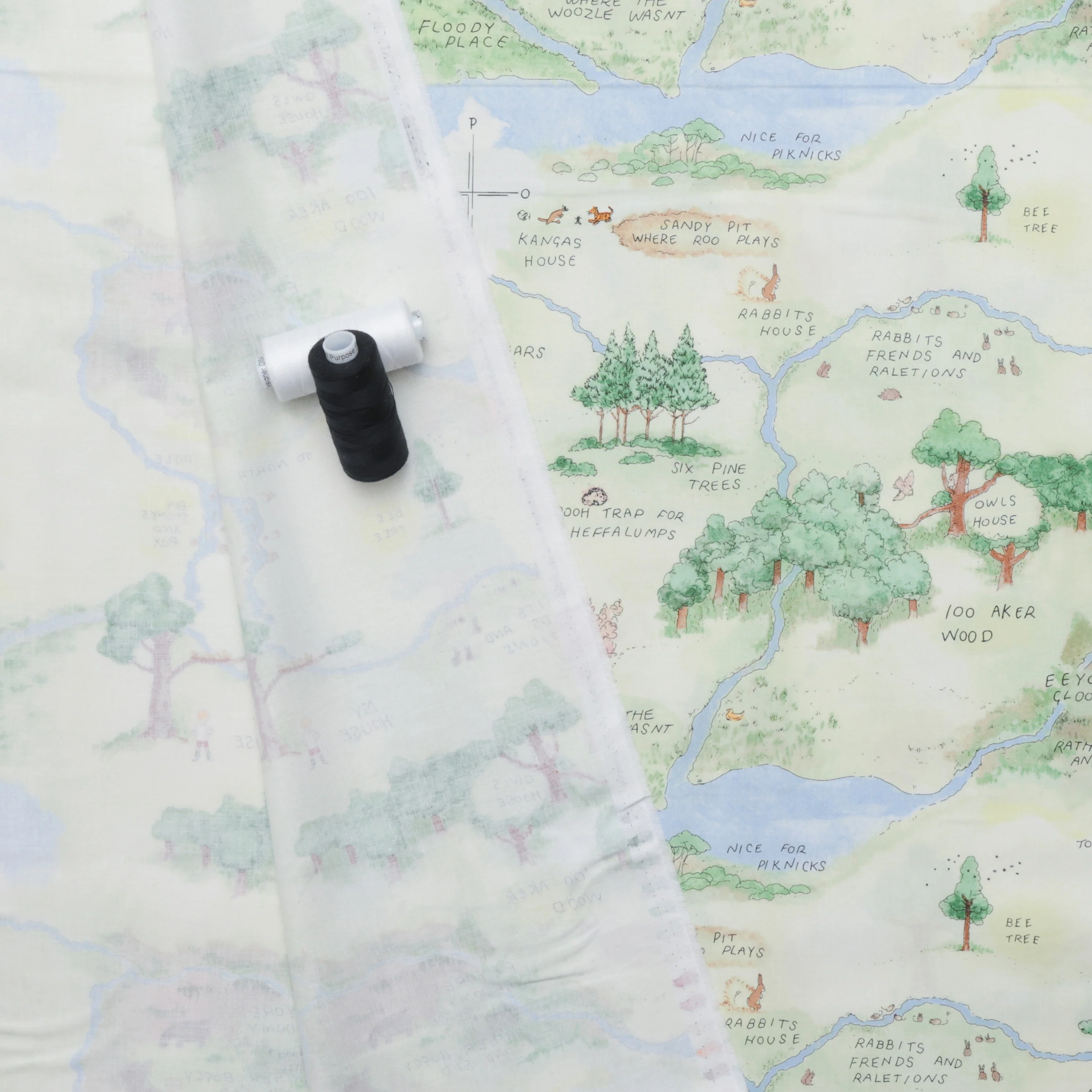Studio E - Cotton - Classic Winnie - Map - Lt Green - Image 3