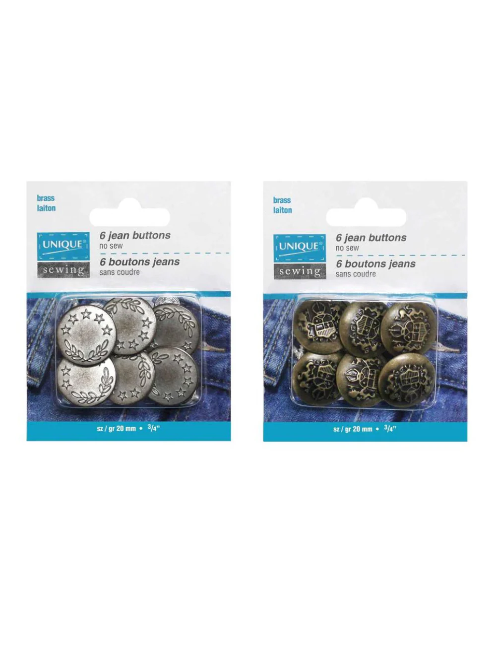 UNIQUE - Jean Buttons - 20mm - Assorted
