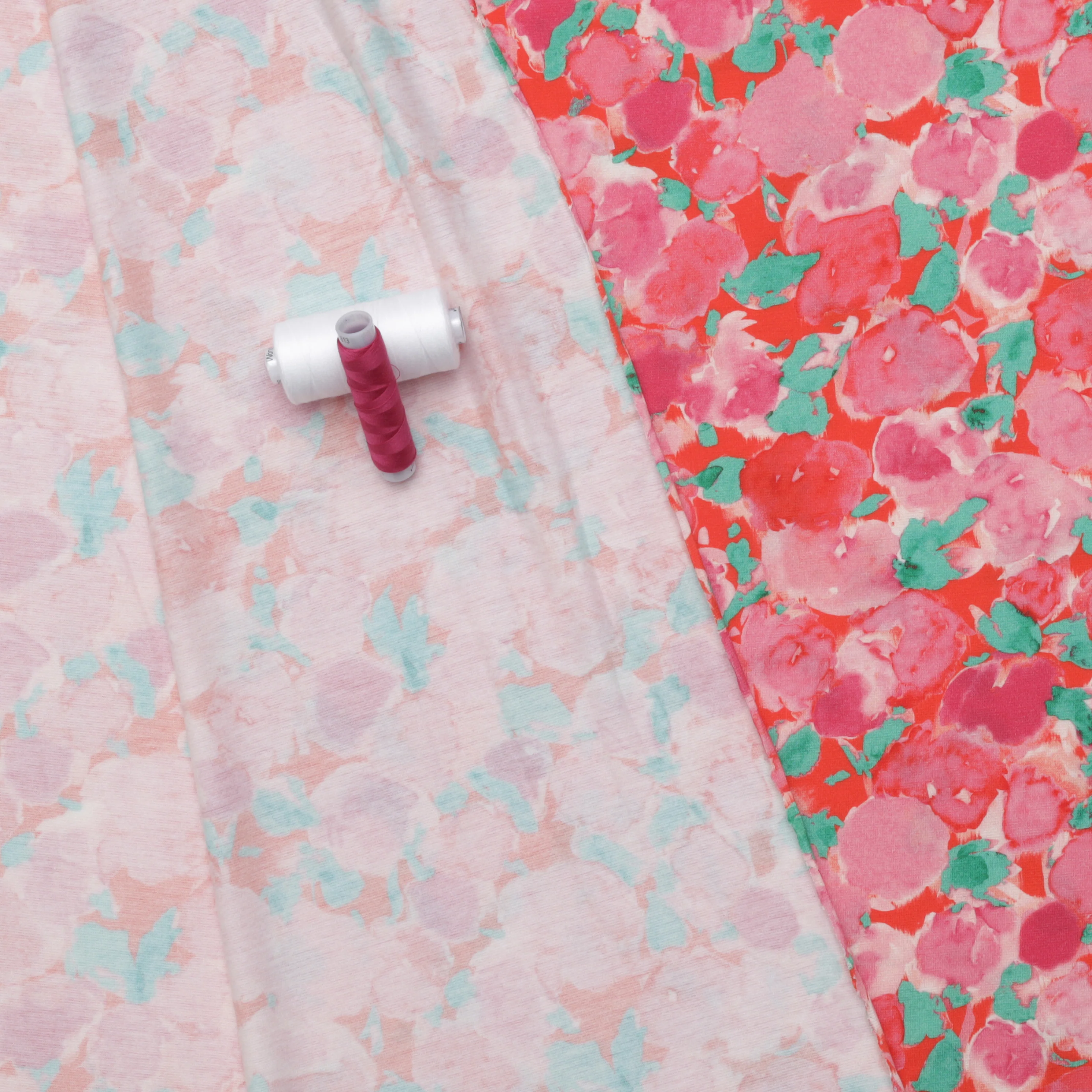 Viscose Blend - Melrose Knit - Digital Print - Orange Pink - Image 3