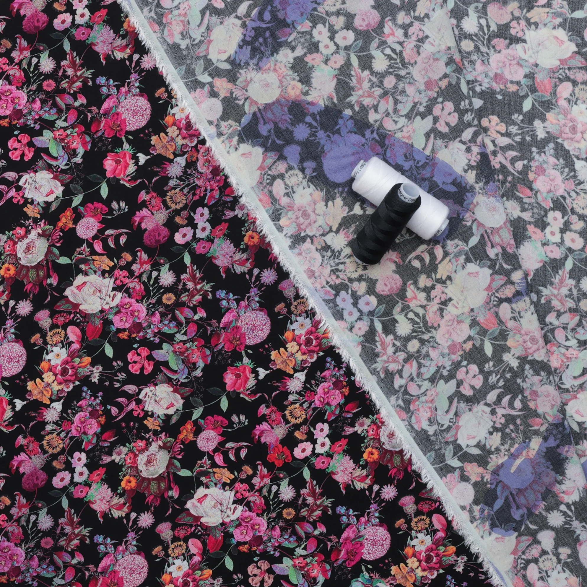 Viscose - Italian Challis - Black Floral - Assorted - Image 6