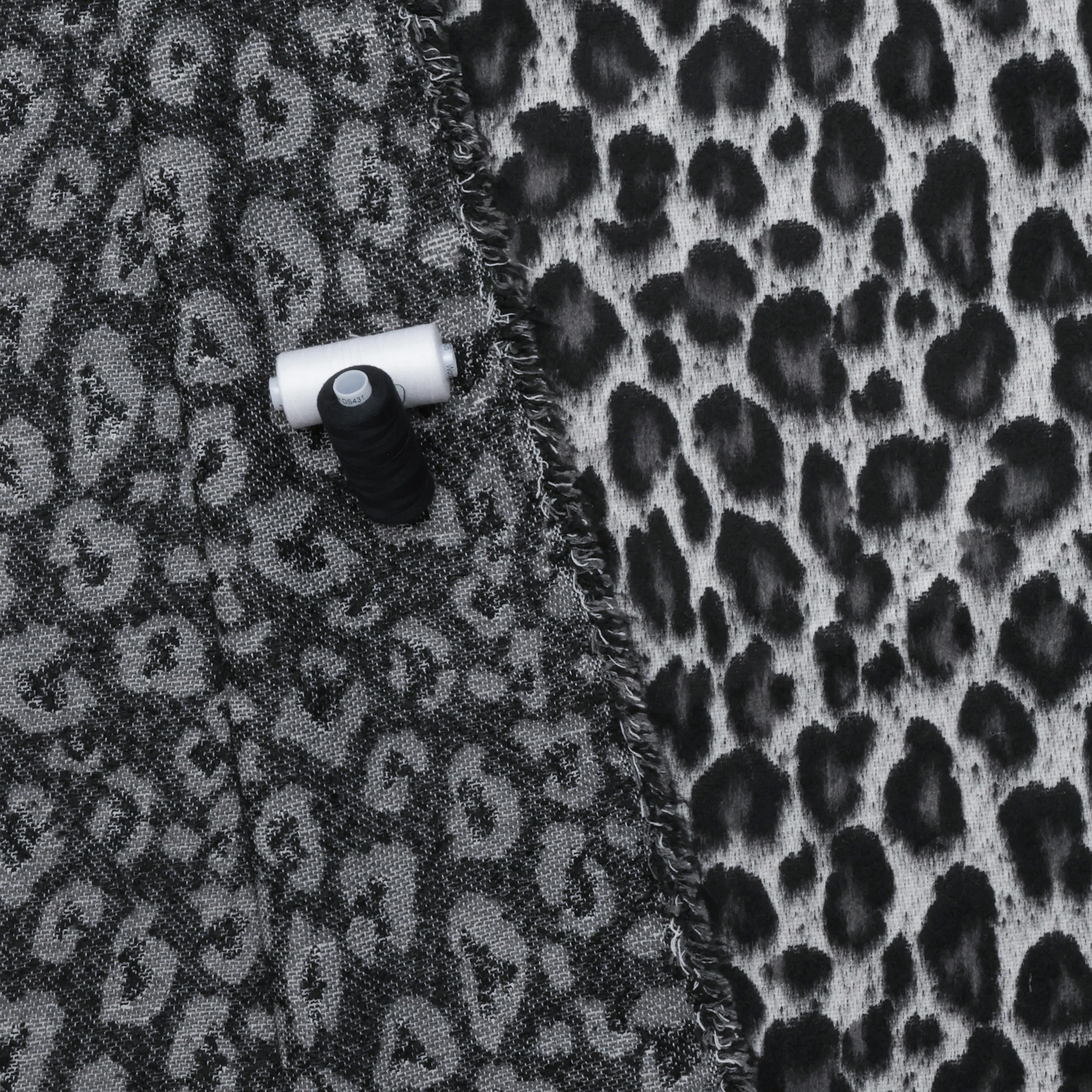 Wool Blend - Italian Coating - Cheetah - Black Grey - Image 3