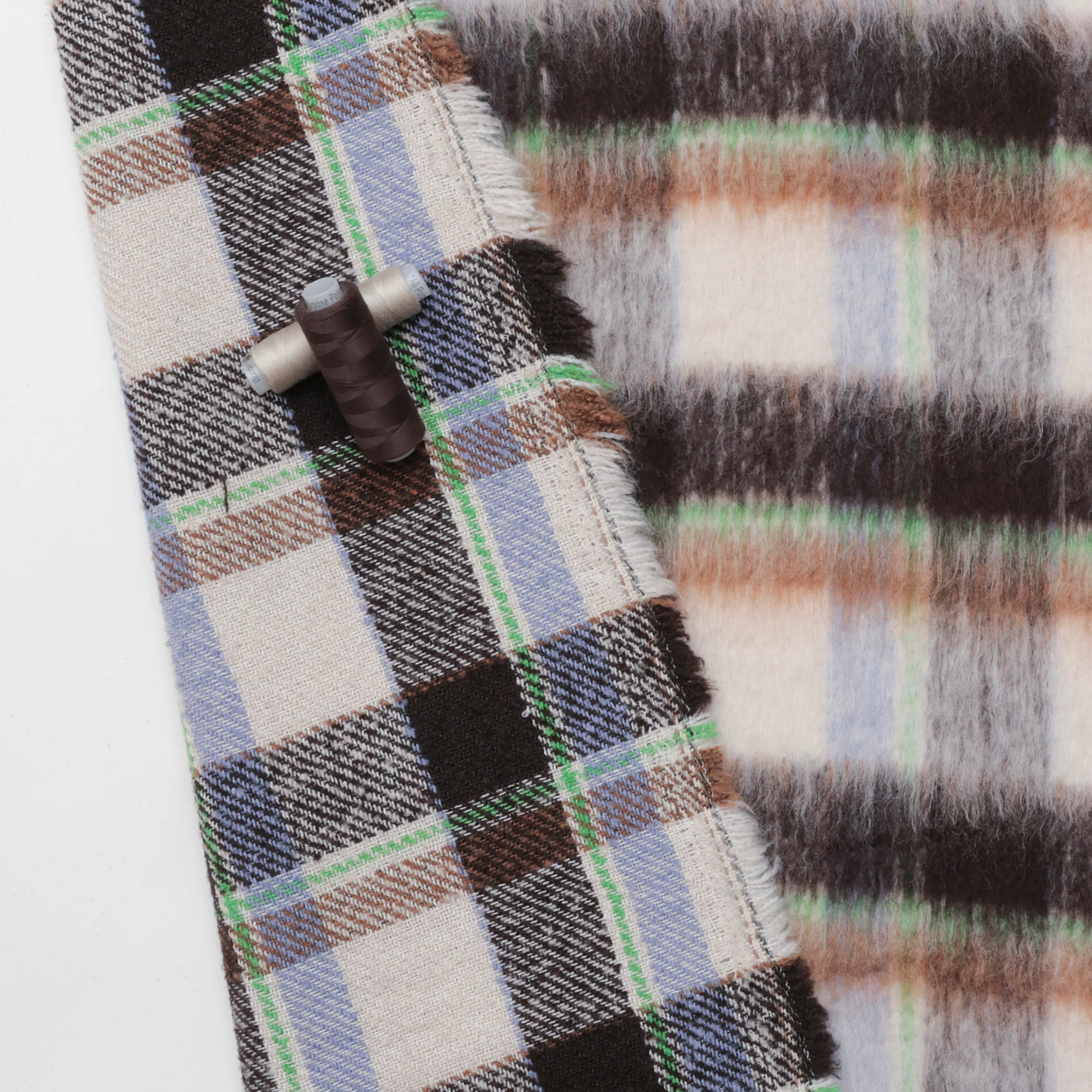 Wool Blend - Coating - Brushed Tweed - Brown Beige - Image 3