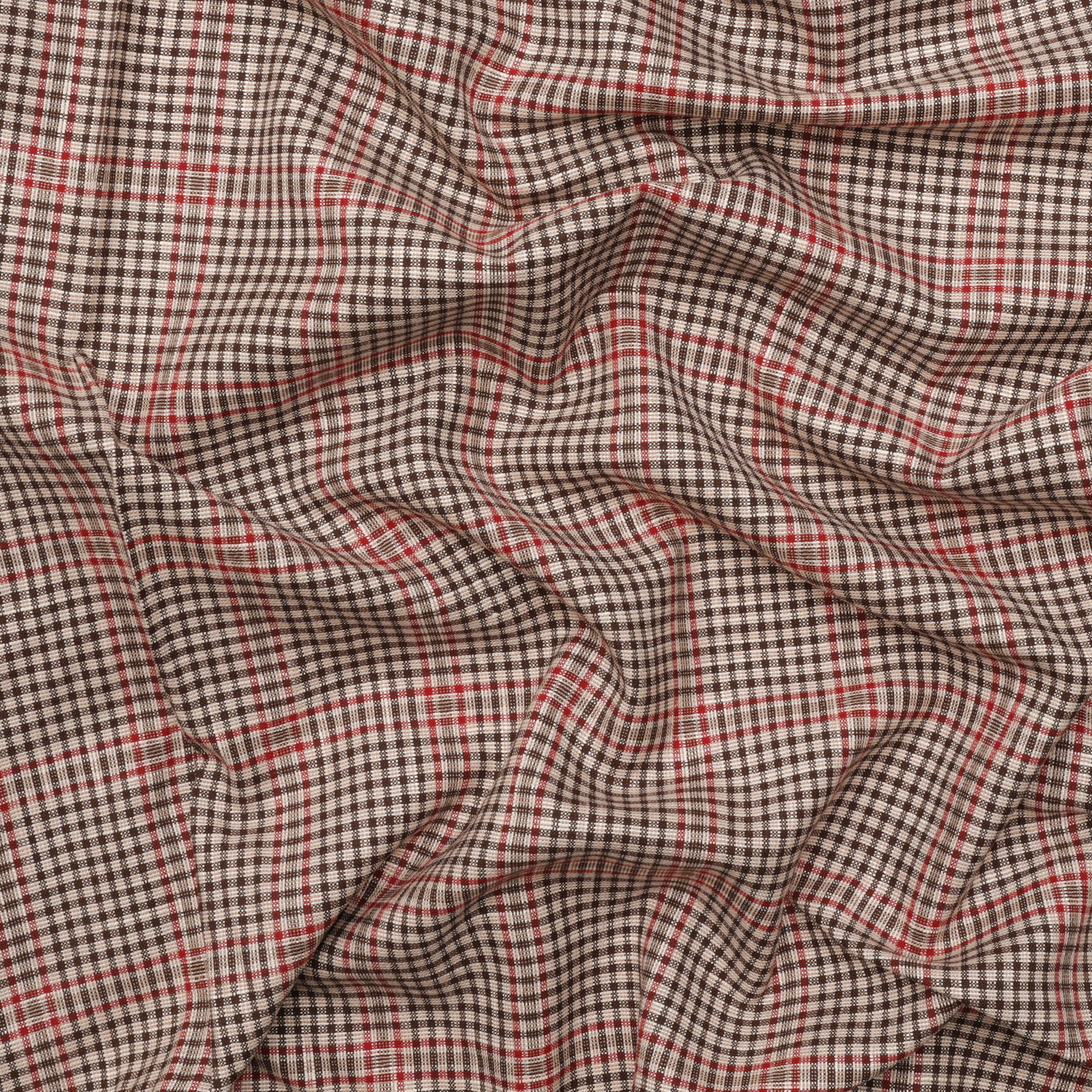 Wool Blend - Suiting - Plaid - Red Brown Beige