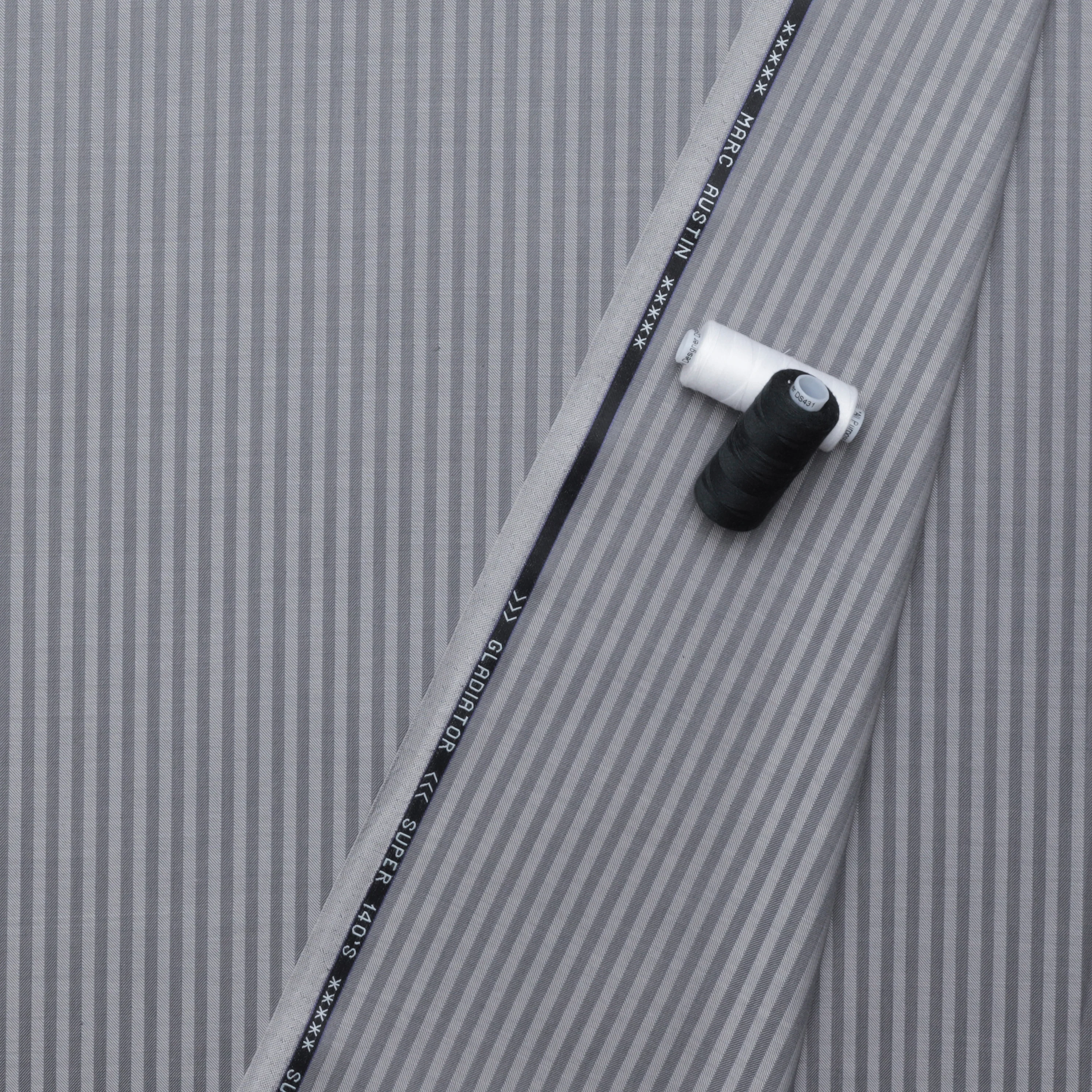Wool Blend - Suiting - Superfine - Stripe - Grey - Image 3