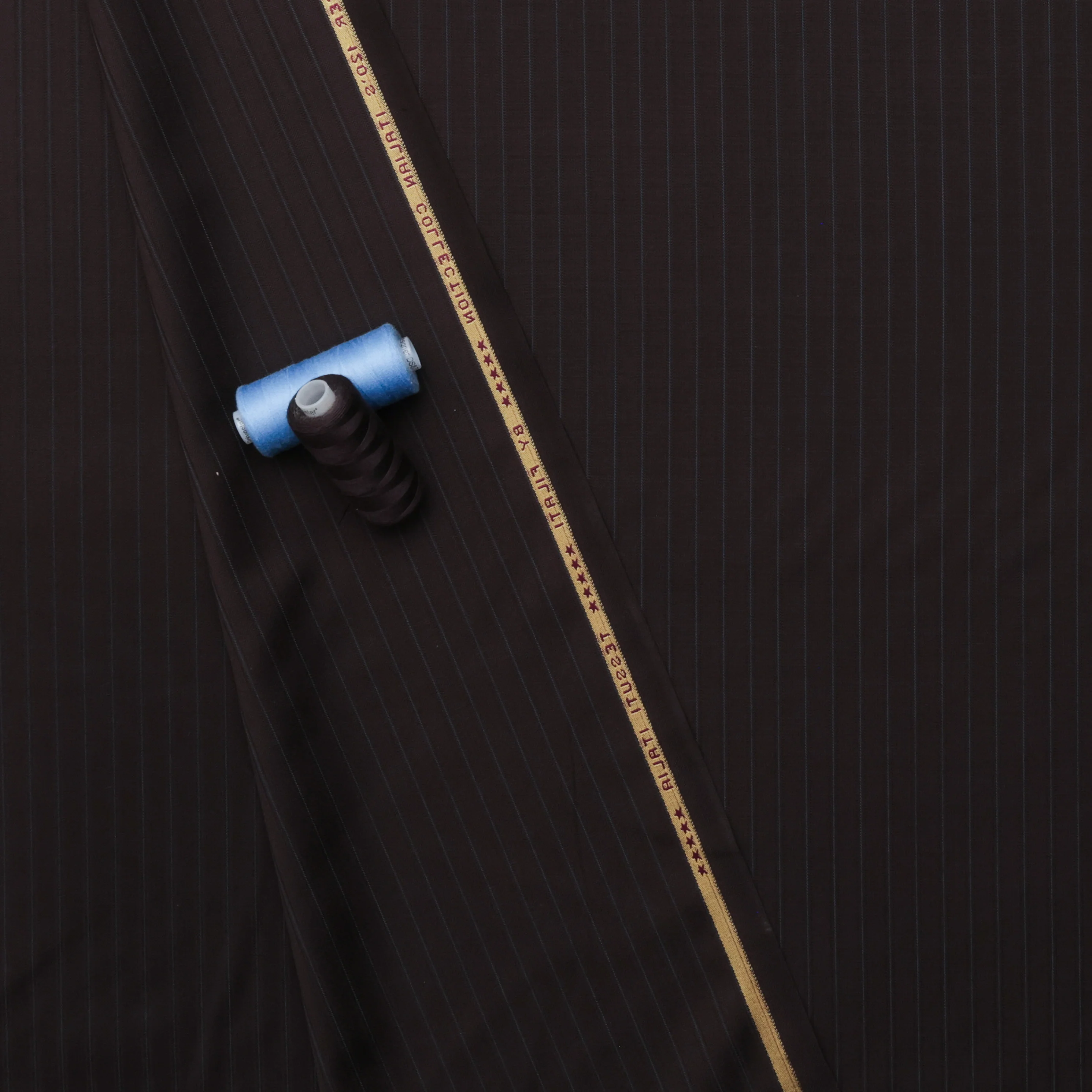 Wool Blend - Suiting - Stripe - Chocolate Blue - Image 3