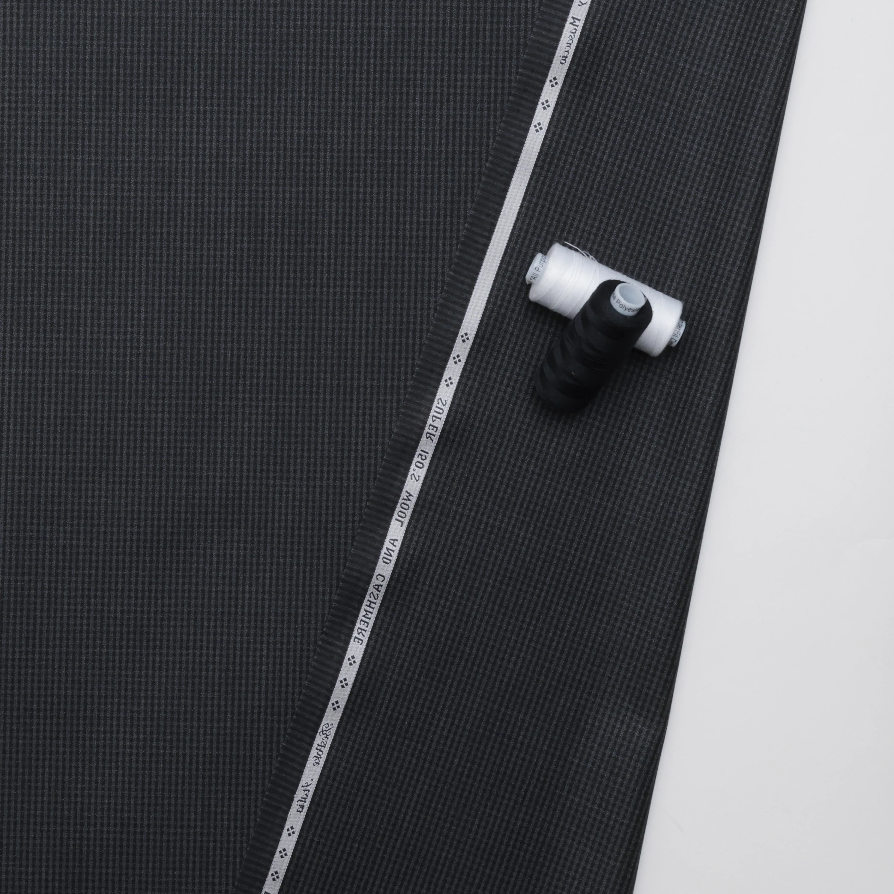 Wool Cashmere - Suiting - Plaid - Charcoal Grey - Image 3
