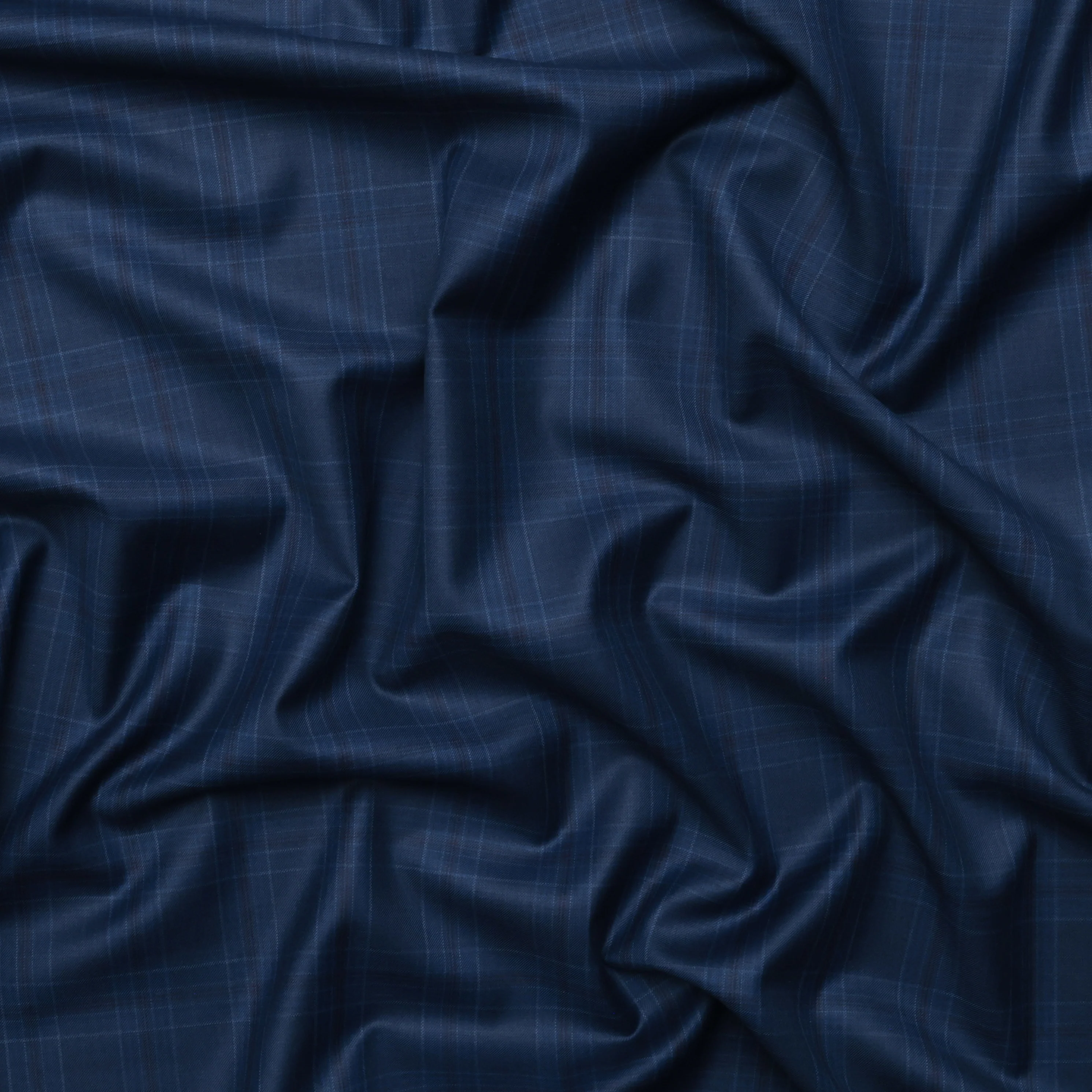 Wool Cashmere - Suiting - Plaid - Indigo Wine