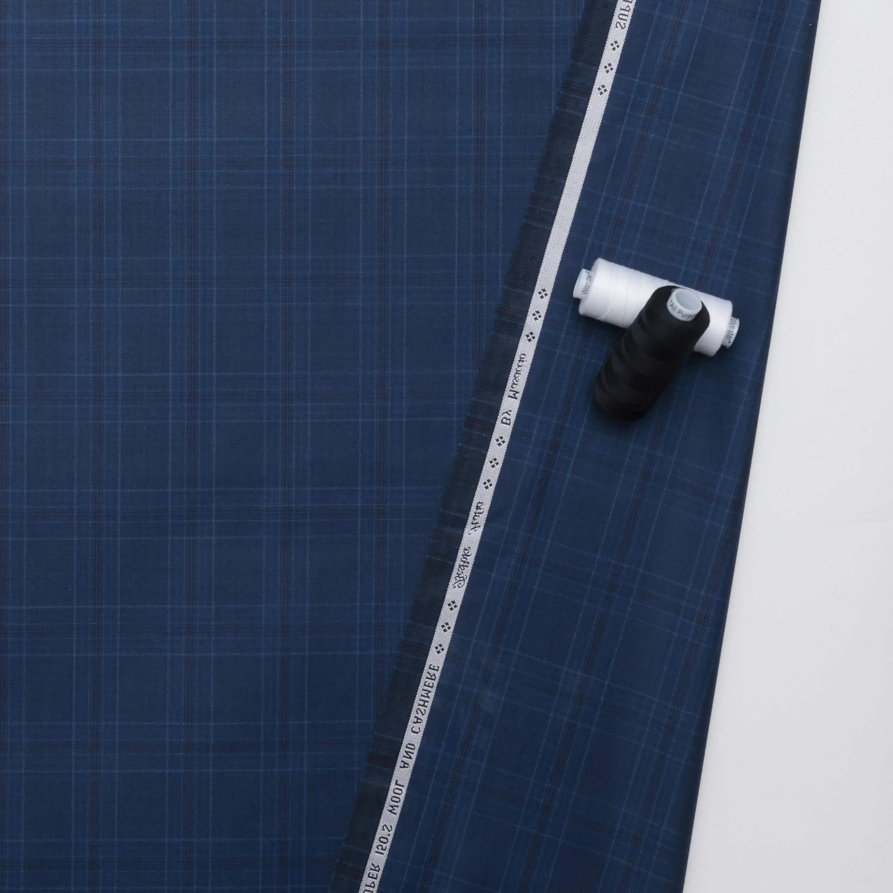 Wool Cashmere - Suiting - Plaid - Indigo Wine - Image 3