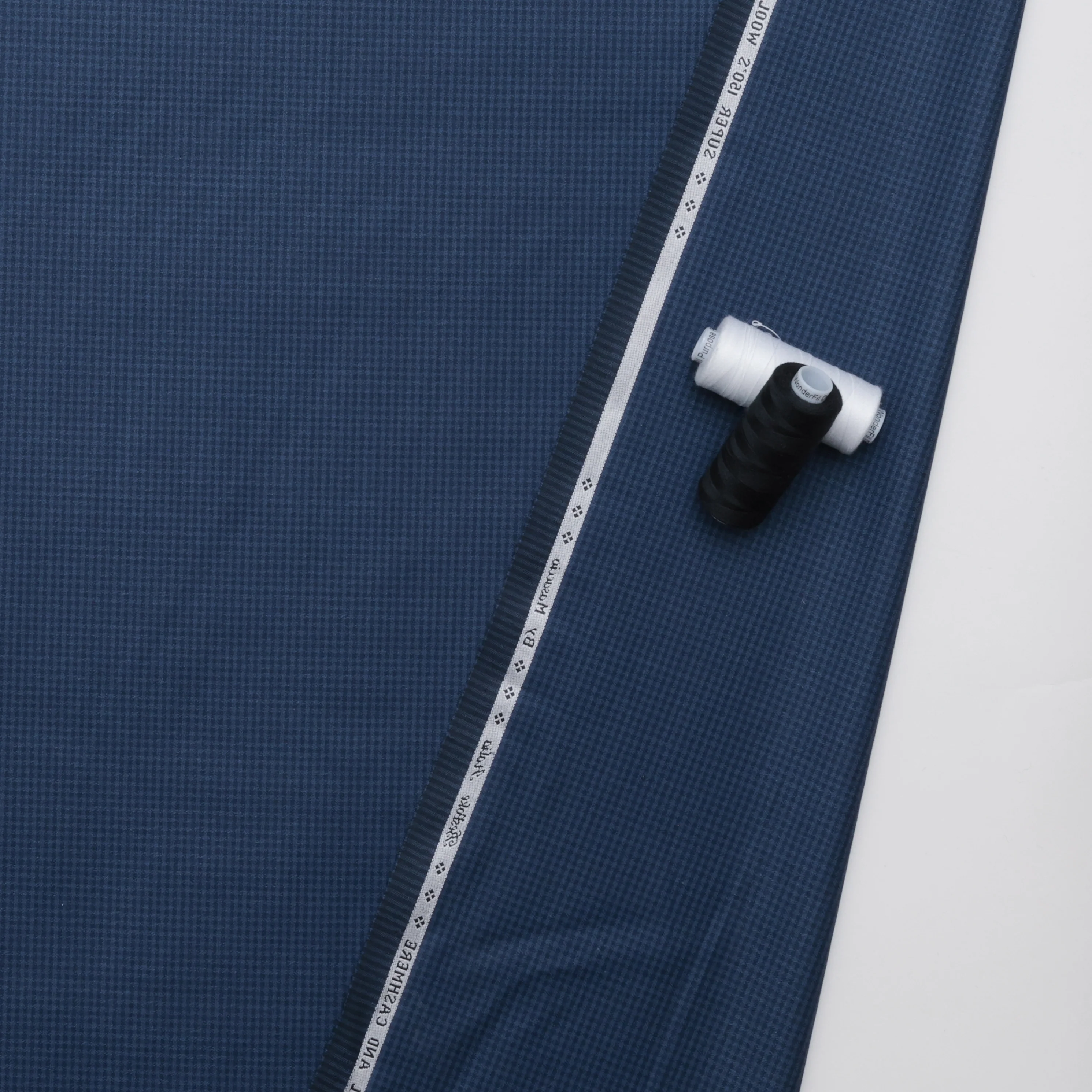 Wool Cashmere - Suiting - Plaid - Navy Blue - Image 3