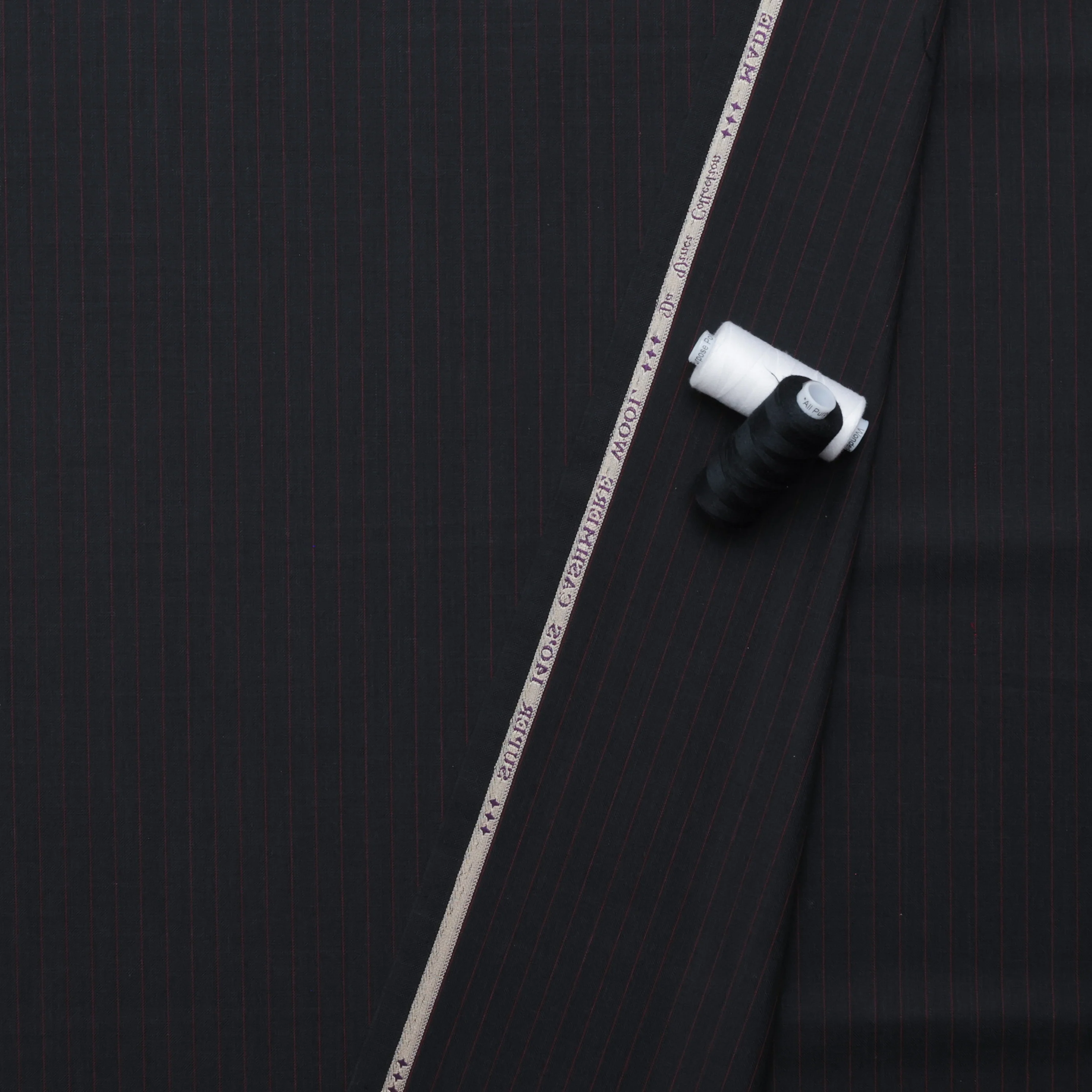 Wool Cashmere - Suiting - Stripe Black Red - Image 3