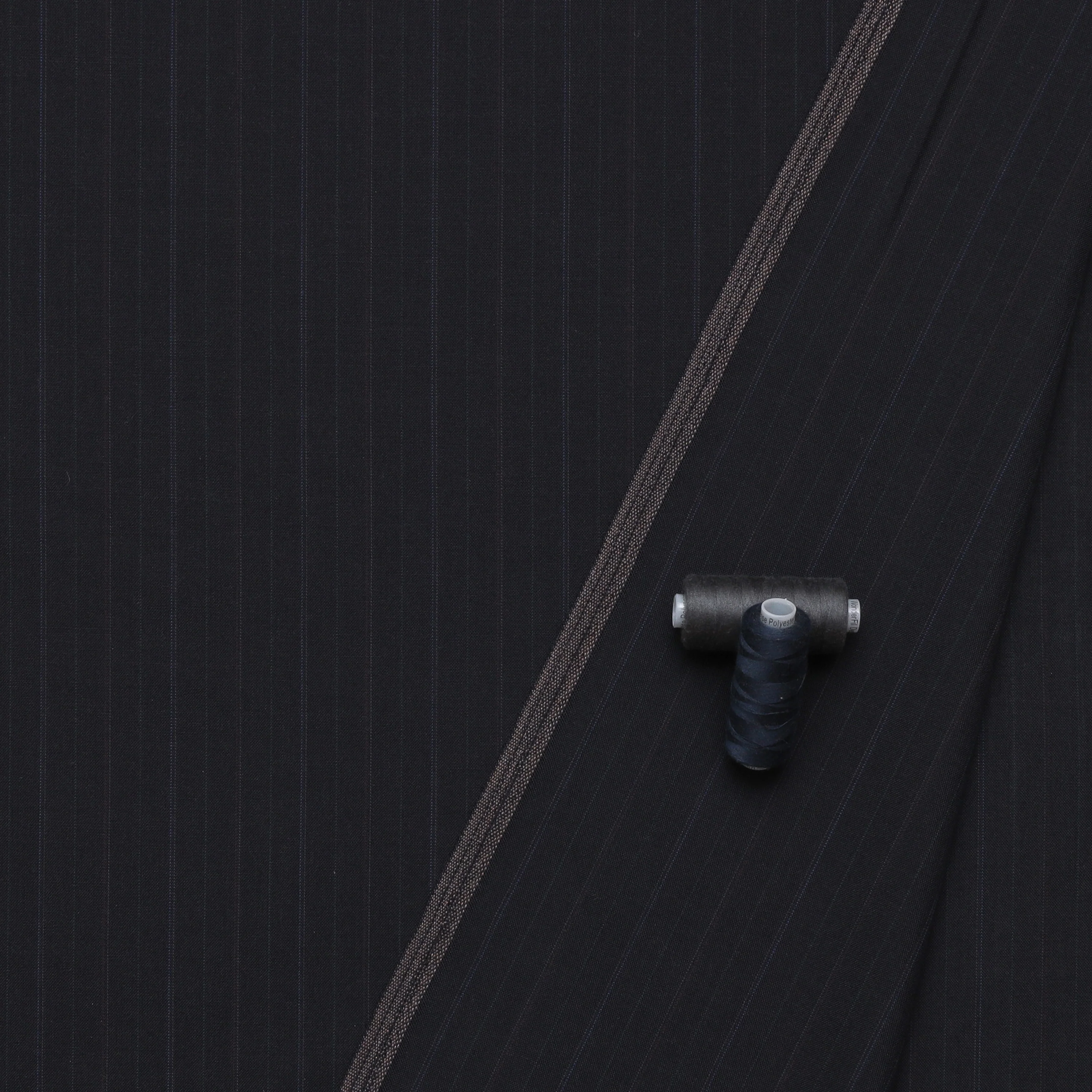 Wool Blend - Suiting - Navy Small Stripe - Image 3