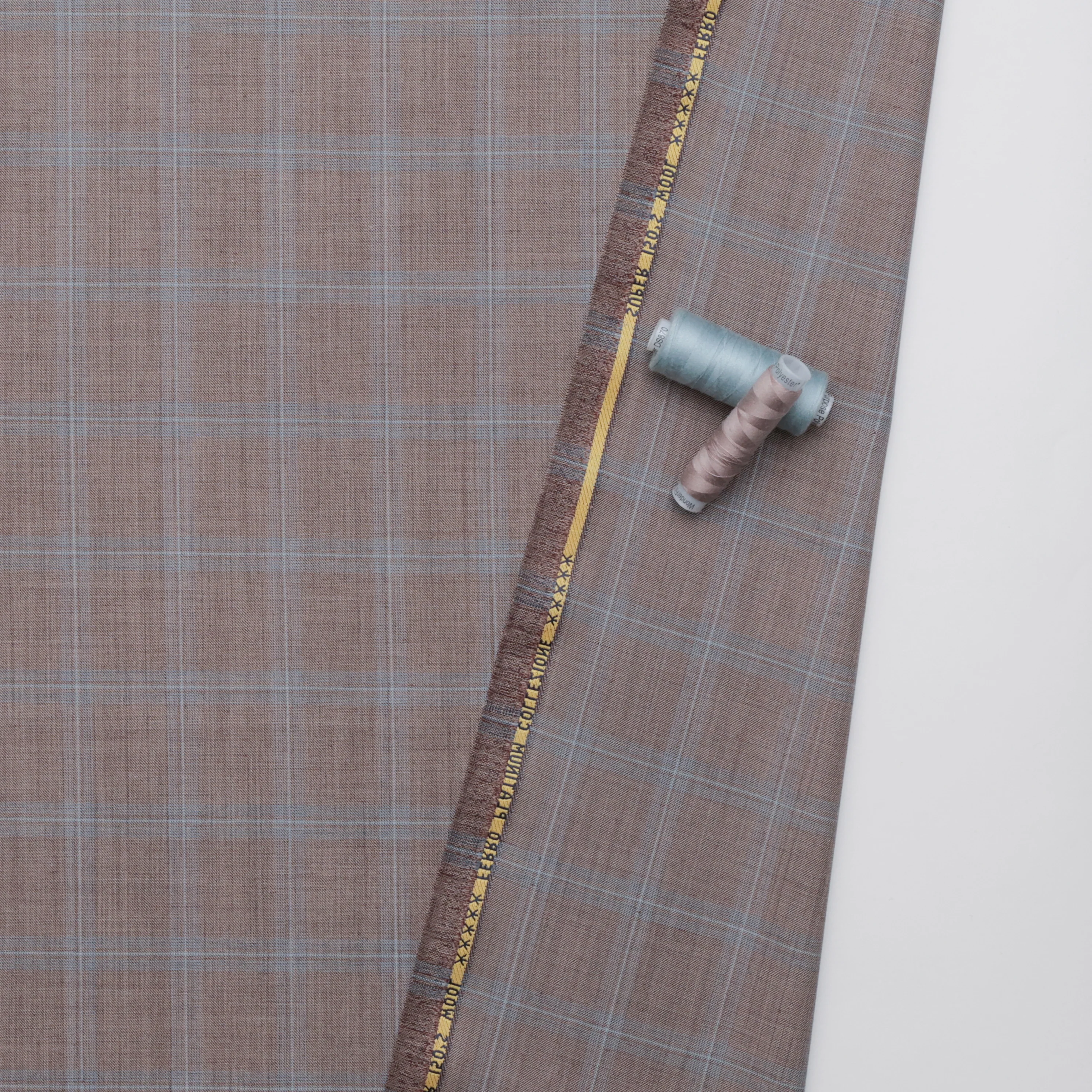 Wool - Suiting - Plaid - Taupe Blue - Image 3