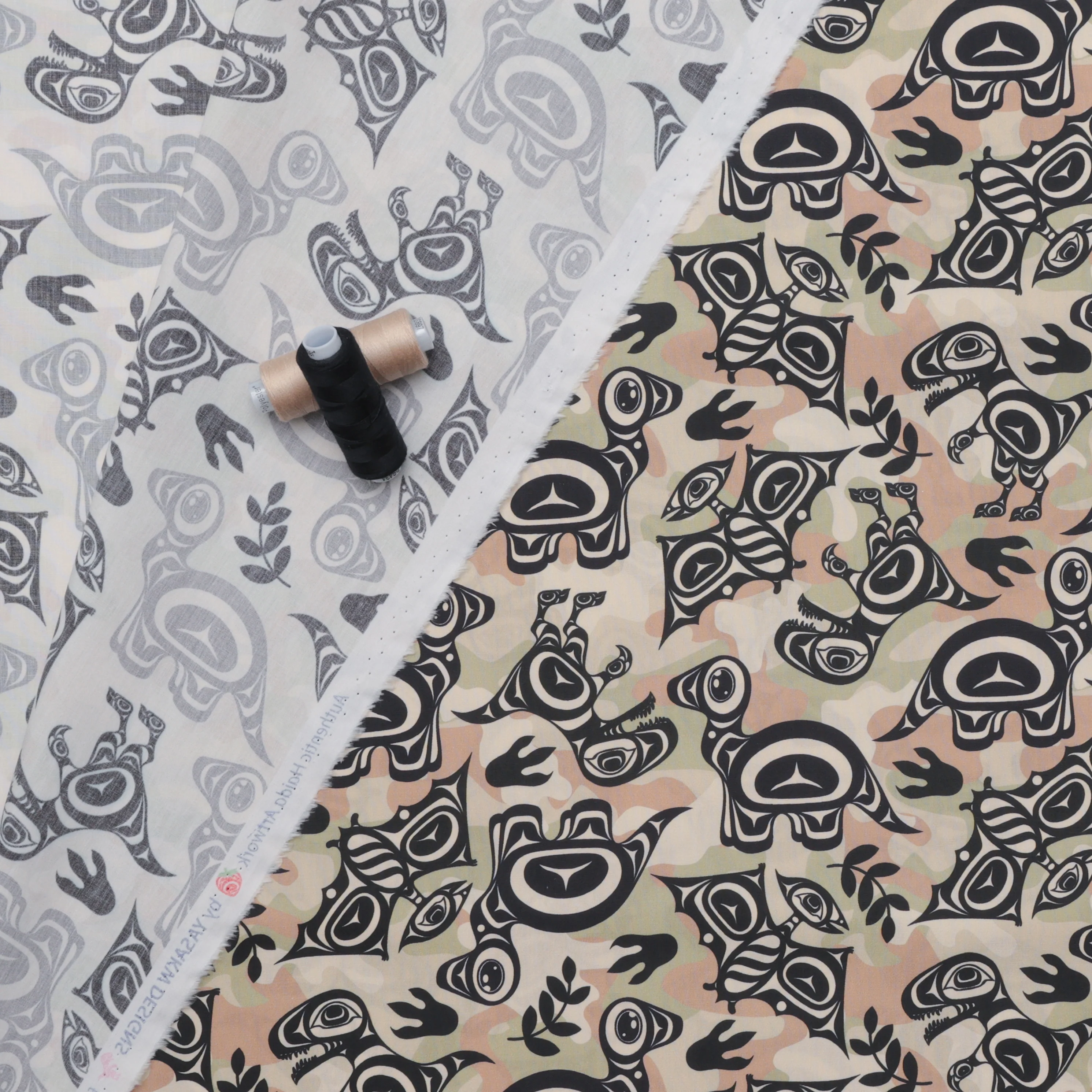 Yasakw Designs - Poplin - Camo Dino - Black - Image 3