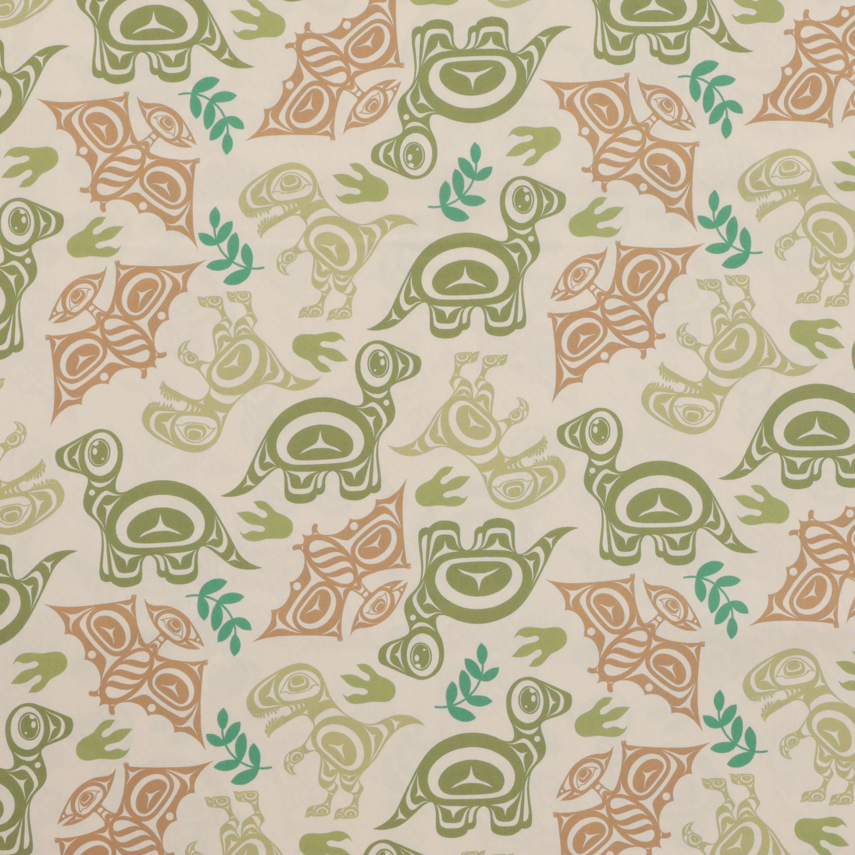 Yasakw Designs - Poplin - Haida Dino - Beige - Image 2